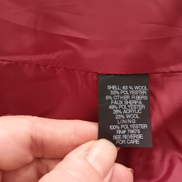 Red Wool lined hooded pea coat London Fog 2X - Picture 3 of 7